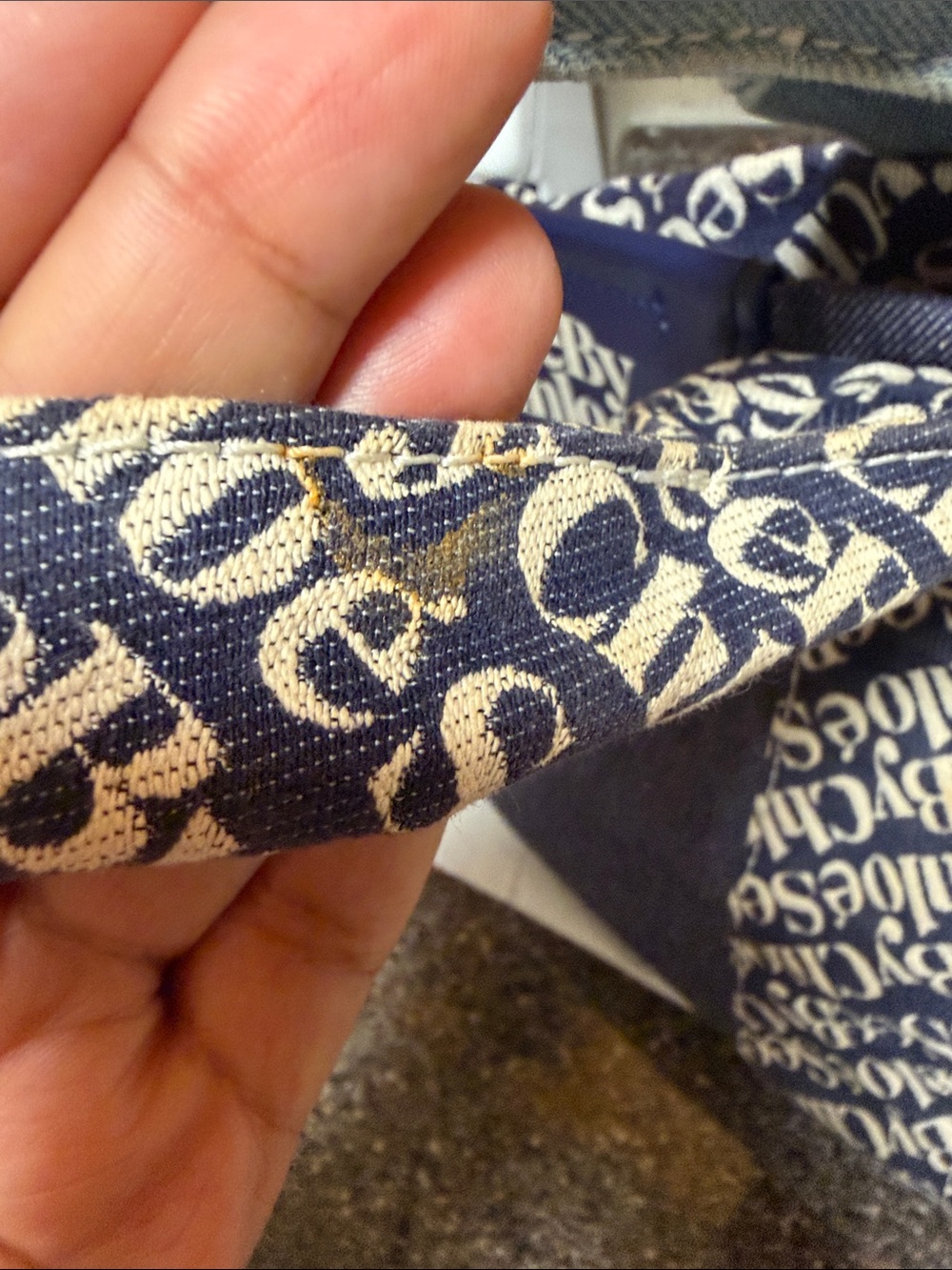 See By Chloe Navy and Cream Denim Hobo - Picture 6 of 10